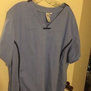Scrub top dark blue lines
